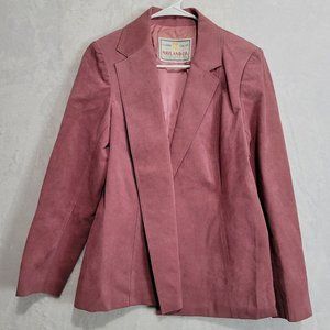 Vintage Custom Tailor Mayland Co. Women's Pink Suede Open Front Jacket Size M/L
